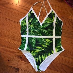Leaf Print Swimsuit One Piece